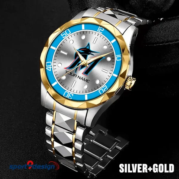 Miami Marlins MLB Men Watch Classic Business Calendar Week Stainless Steel Waterproof MTTDMW337 - Image 4
