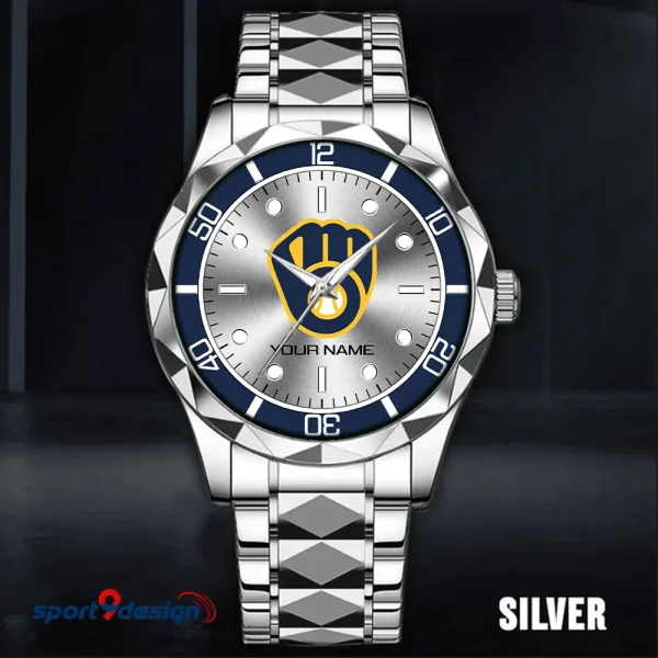 Milwaukee Brewers MLB Men Watch Classic Business Calendar Week Stainless Steel Waterproof MTTDMW338