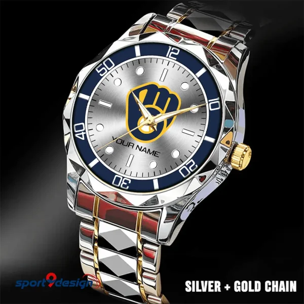 Milwaukee Brewers MLB Men Watch Classic Business Calendar Week Stainless Steel Waterproof MTTDMW338 - Image 2