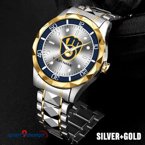 Milwaukee Brewers MLB Men Watch Classic Business Calendar Week Stainless Steel Waterproof MTTDMW338 - Image 3