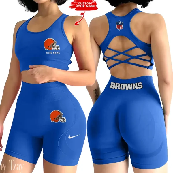 Cleveland Browns High-Waist Fitness Set Women's Butt Lifting Yoga Clothes ANZ2PWSYS008 - Image 4