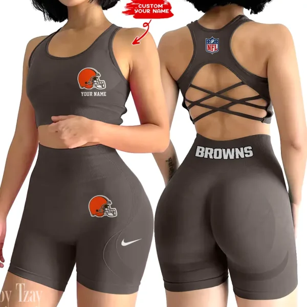 Cleveland Browns High-Waist Fitness Set Women's Butt Lifting Yoga Clothes ANZ2PWSYS008
