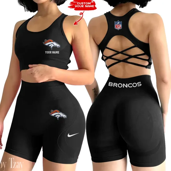 Denver Broncos High-Waist Fitness Set Women's Butt Lifting Yoga Clothes ANZ2PWSYS010 - Image 2