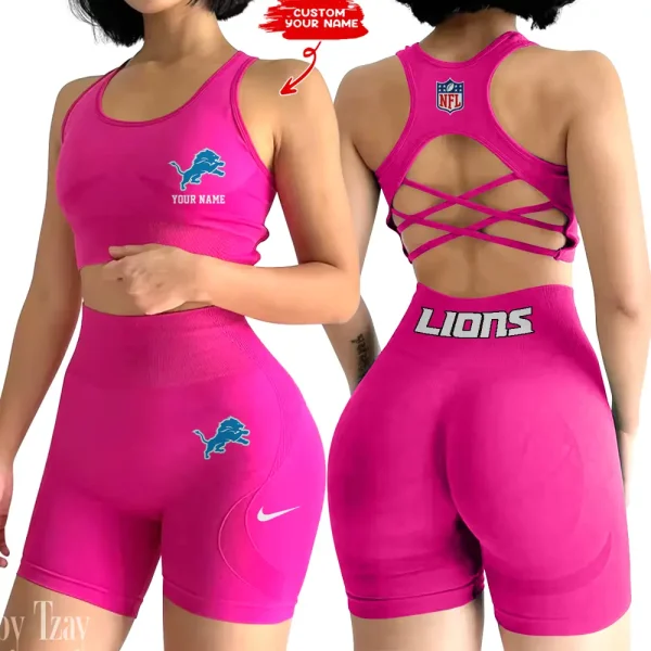 Detroit Lions High-Waist Fitness Set Women's Butt Lifting Yoga Clothes ANZ2PWSYS011 - Image 6