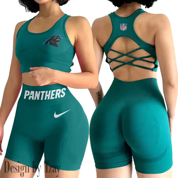 Carolina Panthers High-Waist Fitness Set Women's Butt Lifting Yoga Clothes ANZ2PWSYS037 - Image 2