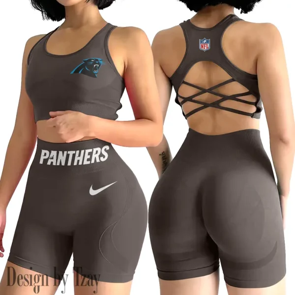 Carolina Panthers High-Waist Fitness Set Women's Butt Lifting Yoga Clothes ANZ2PWSYS037 - Image 3