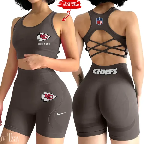 Kansas City Chiefs High-Waist Fitness Set Women's Butt Lifting Yoga Clothes ANZ2PWSYS016 - Image 4