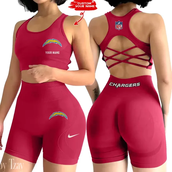 Los Angeles Chargers High-Waist Fitness Set Women's Butt Lifting Yoga Clothes ANZ2PWSYS018 - Image 3