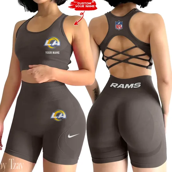 Los Angeles Rams High-Waist Fitness Set Women's Butt Lifting Yoga Clothes ANZ2PWSYS019 - Image 2