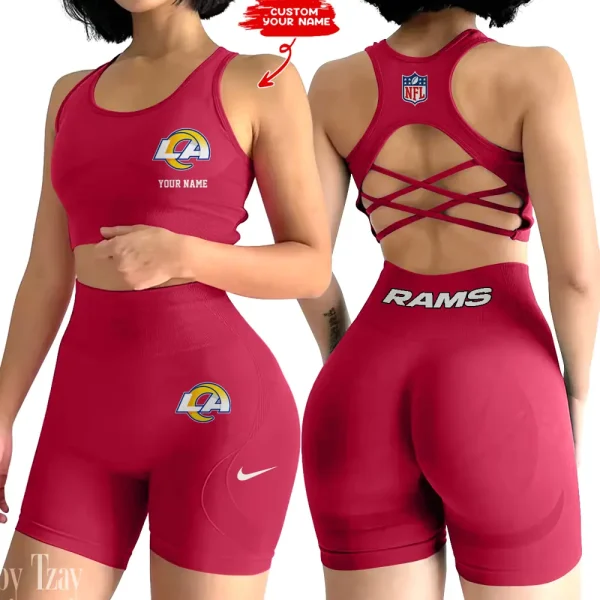 Los Angeles Rams High-Waist Fitness Set Women's Butt Lifting Yoga Clothes ANZ2PWSYS019 - Image 4