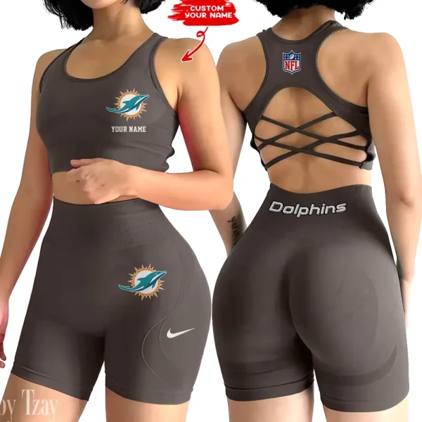 Miami Dolphins High-Waist Fitness Set Women's Butt Lifting Yoga Clothes ANZ2PWSYS020 - Image 6