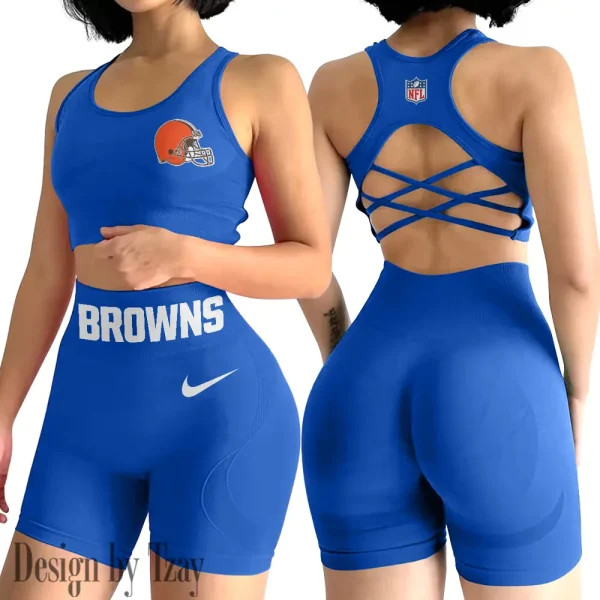 Cleveland Browns High-Waist Fitness Set Women's Butt Lifting Yoga Clothes ANZ2PWSYS040