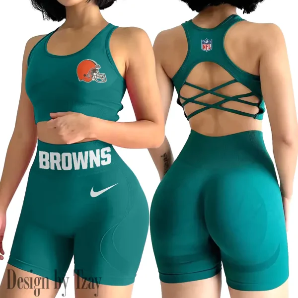 Cleveland Browns High-Waist Fitness Set Women's Butt Lifting Yoga Clothes ANZ2PWSYS040 - Image 2