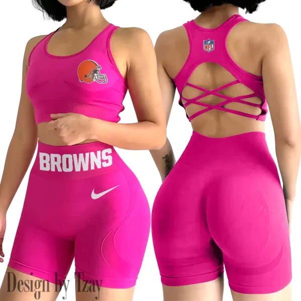 Cleveland Browns High-Waist Fitness Set Women's Butt Lifting Yoga Clothes ANZ2PWSYS040 - Image 4