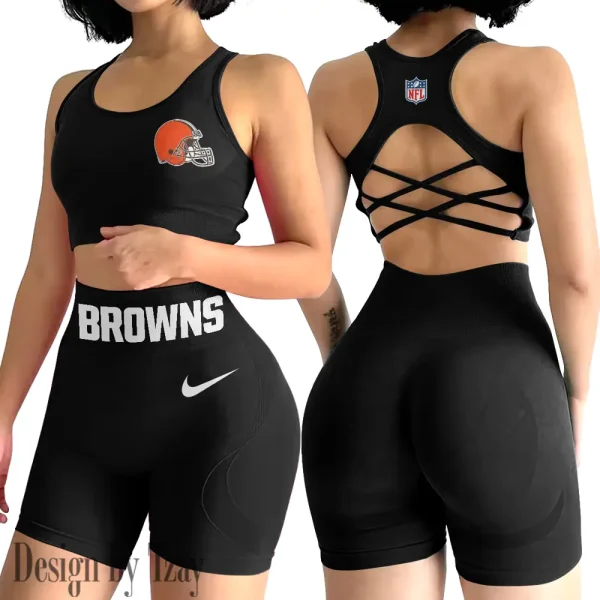 Cleveland Browns High-Waist Fitness Set Women's Butt Lifting Yoga Clothes ANZ2PWSYS040 - Image 6