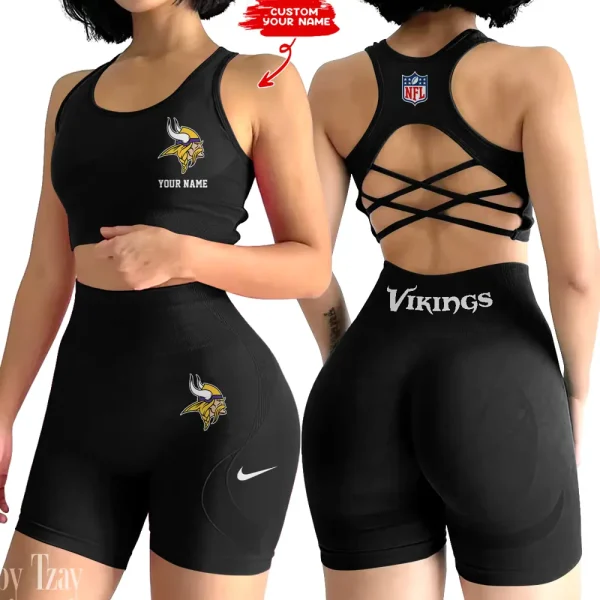 Minnesota Vikings High-Waist Fitness Set Women's Butt Lifting Yoga Clothes ANZ2PWSYS021