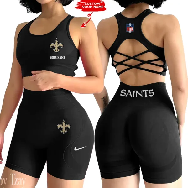 New Orleans Saints High-Waist Fitness Set Women's Butt Lifting Yoga Clothes ANZ2PWSYS023 - Image 2