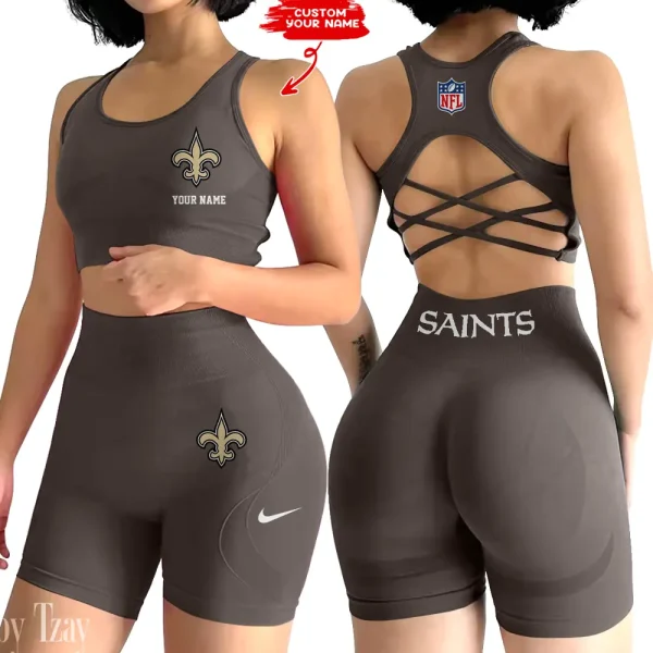 New Orleans Saints High-Waist Fitness Set Women's Butt Lifting Yoga Clothes ANZ2PWSYS023