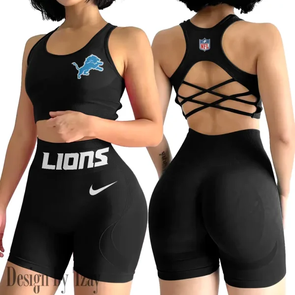 Detroit Lions High-Waist Fitness Set Women's Butt Lifting Yoga Clothes ANZ2PWSYS043