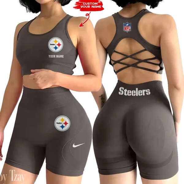 Pittsburgh Steelers High-Waist Fitness Set Women's Butt Lifting Yoga Clothes ANZ2PWSYS027