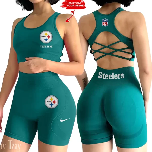 Pittsburgh Steelers High-Waist Fitness Set Women's Butt Lifting Yoga Clothes ANZ2PWSYS027 - Image 3