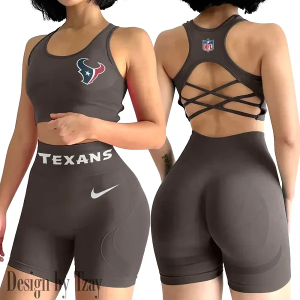 Houston Texans High-Waist Fitness Set Women's Butt Lifting Yoga Clothes ANZ2PWSYS045