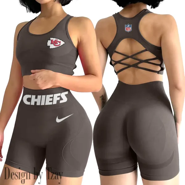 Kansas City Chiefs High-Waist Fitness Set Women's Butt Lifting Yoga Clothes ANZ2PWSYS048 - Image 4