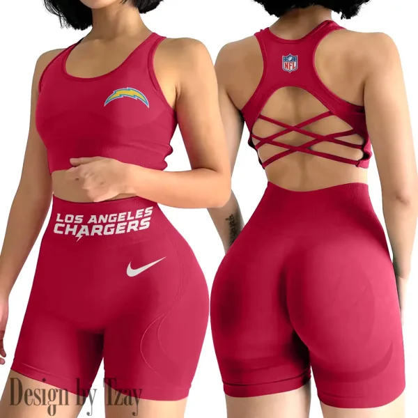 Los Angeles Chargers High-Waist Fitness Set Women's Butt Lifting Yoga Clothes ANZ2PWSYS050 - Image 3
