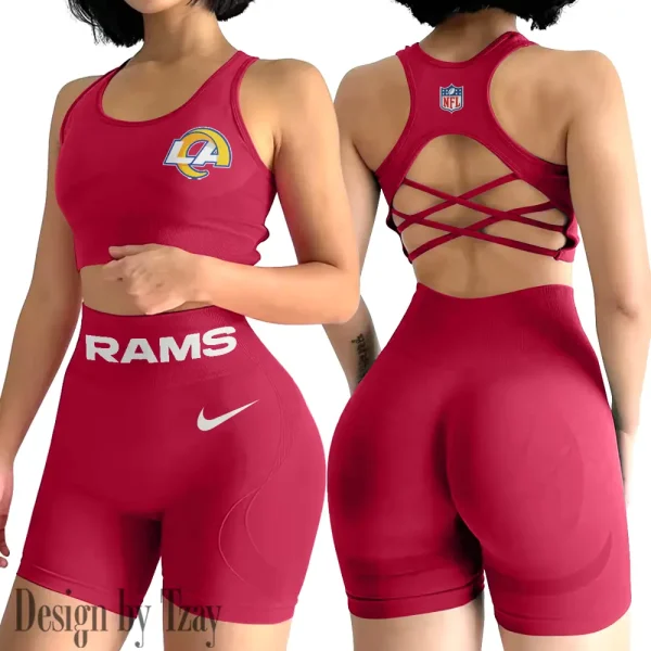 Los Angeles Rams High-Waist Fitness Set Women's Butt Lifting Yoga Clothes ANZ2PWSYS051 - Image 4