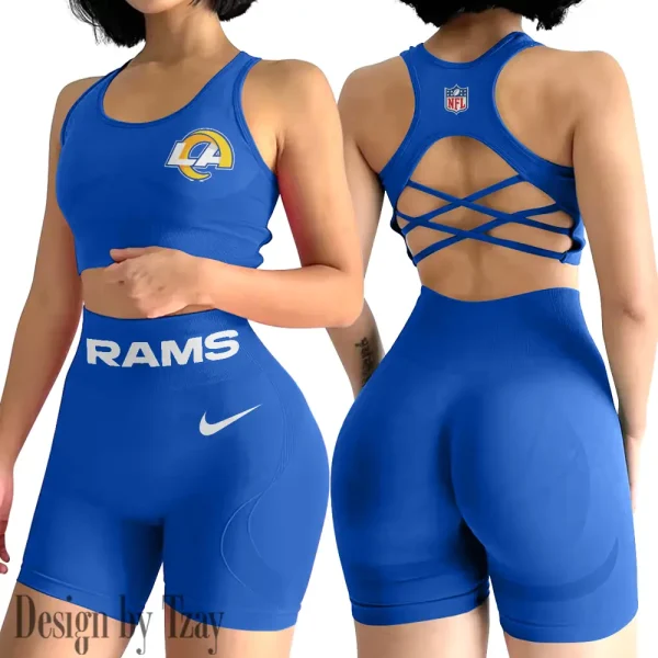 Los Angeles Rams High-Waist Fitness Set Women's Butt Lifting Yoga Clothes ANZ2PWSYS051 - Image 5