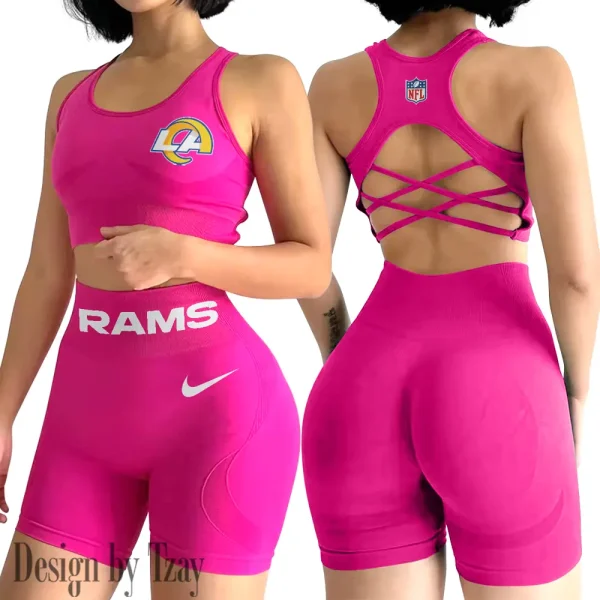 Los Angeles Rams High-Waist Fitness Set Women's Butt Lifting Yoga Clothes ANZ2PWSYS051 - Image 6