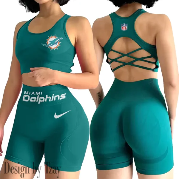 Miami Dolphins High-Waist Fitness Set Women's Butt Lifting Yoga Clothes ANZ2PWSYS052 - Image 2