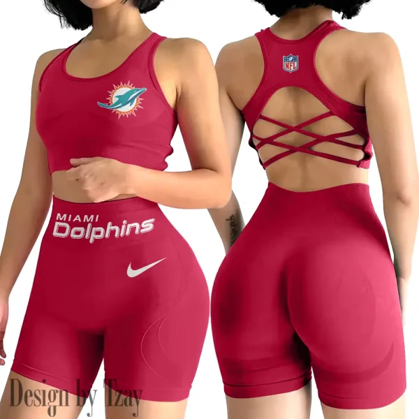 Miami Dolphins High-Waist Fitness Set Women's Butt Lifting Yoga Clothes ANZ2PWSYS052 - Image 3