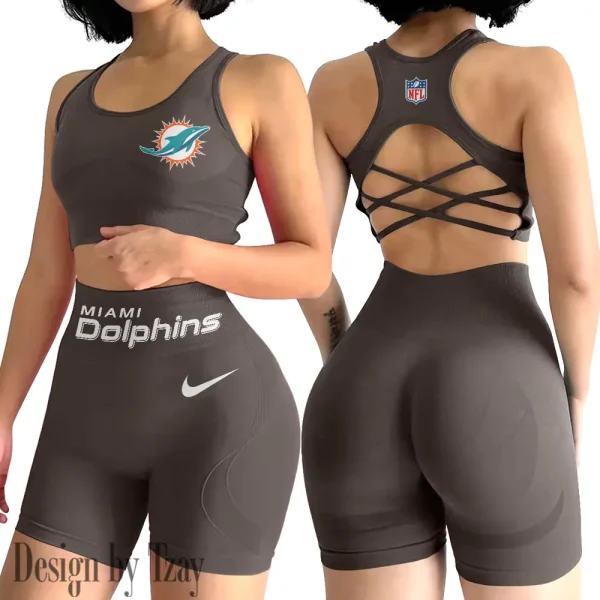 Miami Dolphins High-Waist Fitness Set Women's Butt Lifting Yoga Clothes ANZ2PWSYS052 - Image 5