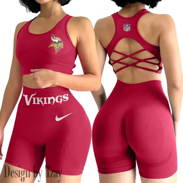 Minnesota Vikings High-Waist Fitness Set Women's Butt Lifting Yoga Clothes ANZ2PWSYS053 - Image 2