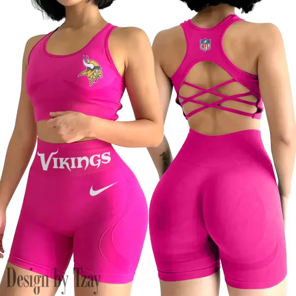Minnesota Vikings High-Waist Fitness Set Women's Butt Lifting Yoga Clothes ANZ2PWSYS053 - Image 3