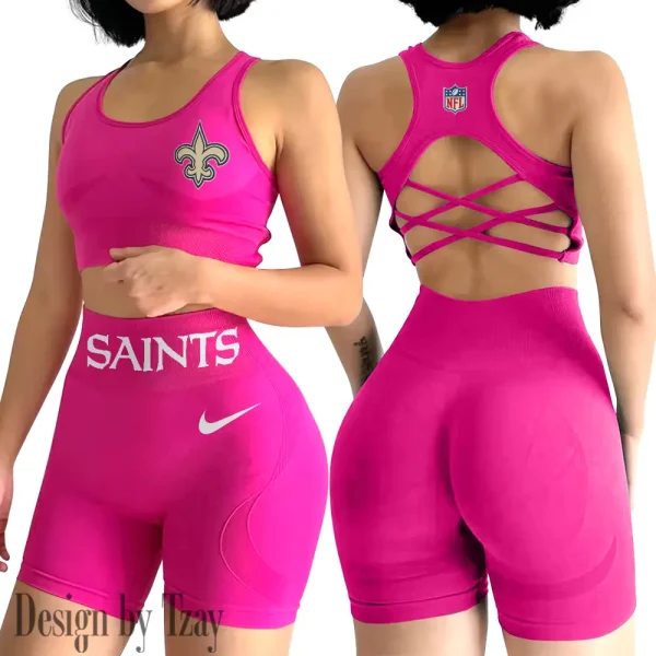 New Orleans Saints High-Waist Fitness Set Women's Butt Lifting Yoga Clothes ANZ2PWSYS055 - Image 3