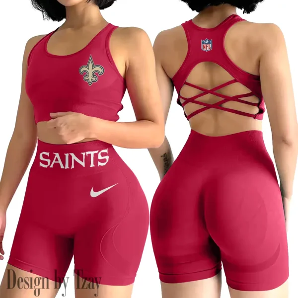 New Orleans Saints High-Waist Fitness Set Women's Butt Lifting Yoga Clothes ANZ2PWSYS055 - Image 4