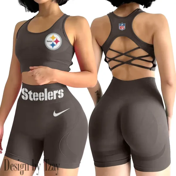 Pittsburgh Steelers High-Waist Fitness Set Women's Butt Lifting Yoga Clothes ANZ2PWSYS059
