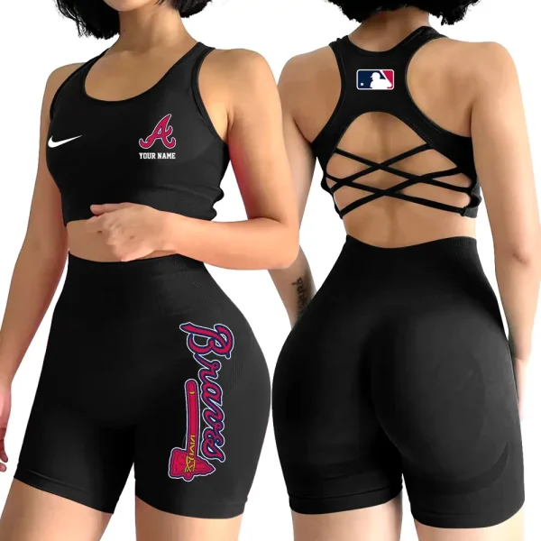 Atlanta Braves MLB High-Waist Fitness Set Women's Butt Lifting Yoga Clothes ANZ2PWSYS066