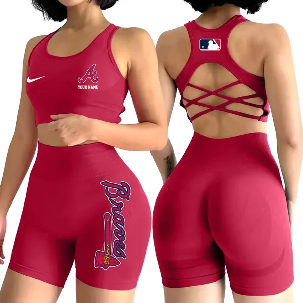 Atlanta Braves MLB High-Waist Fitness Set Women's Butt Lifting Yoga Clothes ANZ2PWSYS066 - Image 4
