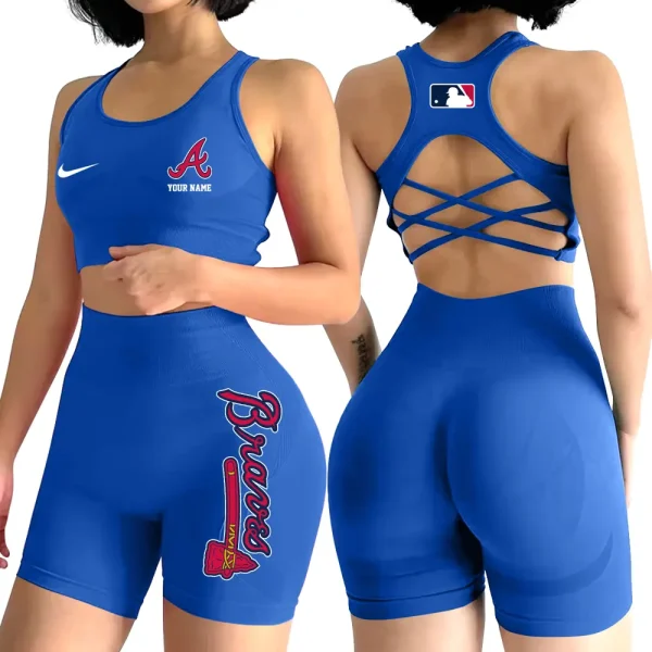 Atlanta Braves MLB High-Waist Fitness Set Women's Butt Lifting Yoga Clothes ANZ2PWSYS066 - Image 5