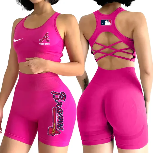 Atlanta Braves MLB High-Waist Fitness Set Women's Butt Lifting Yoga Clothes ANZ2PWSYS066 - Image 6