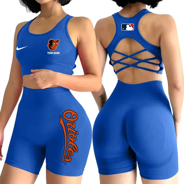 Baltimore Orioles MLB High-Waist Fitness Set Women's Butt Lifting Yoga Clothes ANZ2PWSYS067