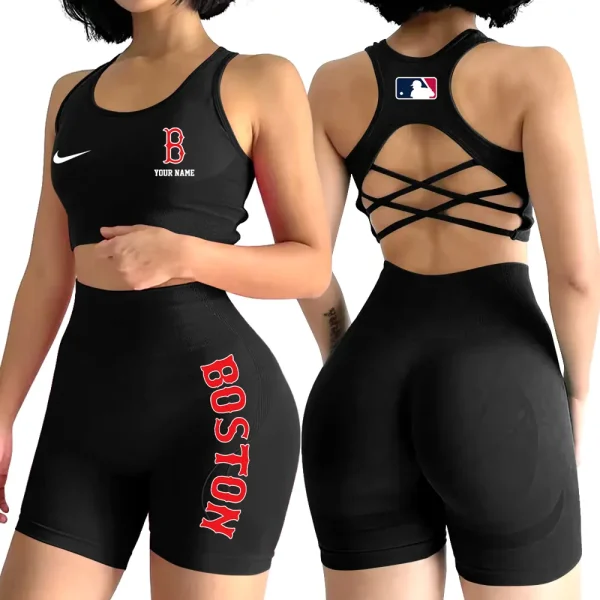 Boston Red Sox MLB High-Waist Fitness Set Women's Butt Lifting Yoga Clothes ANZ2PWSYS068