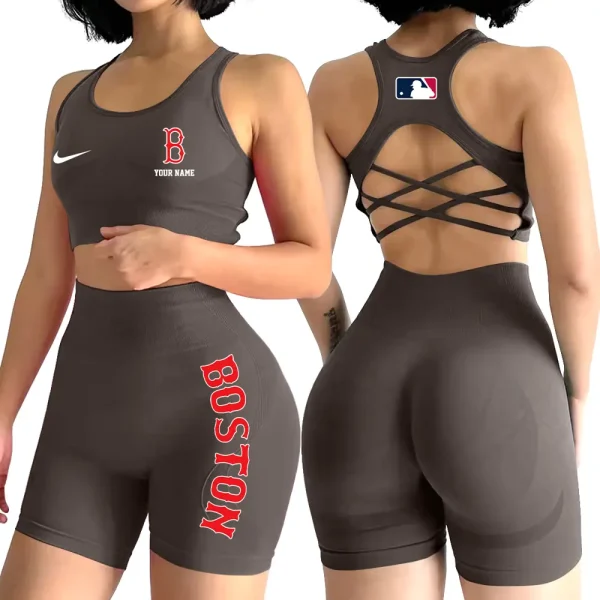 Boston Red Sox MLB High-Waist Fitness Set Women's Butt Lifting Yoga Clothes ANZ2PWSYS068 - Image 2