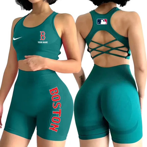 Boston Red Sox MLB High-Waist Fitness Set Women's Butt Lifting Yoga Clothes ANZ2PWSYS068 - Image 3