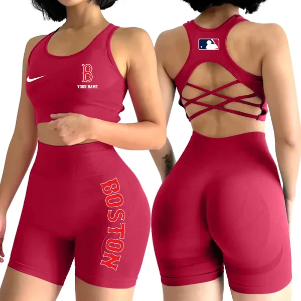 Boston Red Sox MLB High-Waist Fitness Set Women's Butt Lifting Yoga Clothes ANZ2PWSYS068 - Image 4