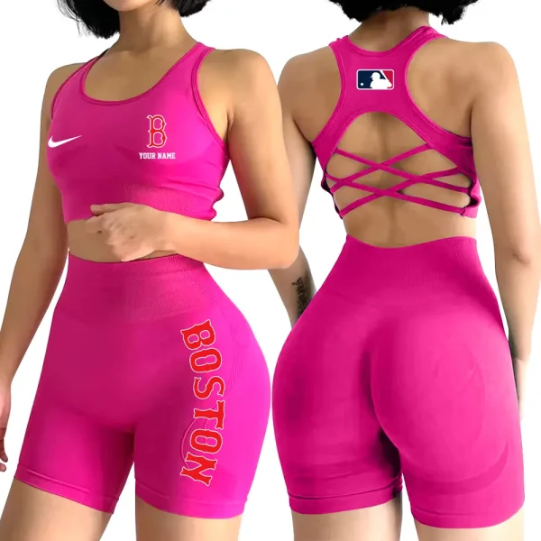 Boston Red Sox MLB High-Waist Fitness Set Women's Butt Lifting Yoga Clothes ANZ2PWSYS068 - Image 6