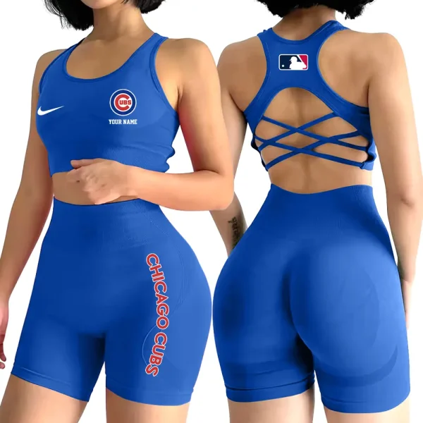 Chicago Cubs MLB High-Waist Fitness Set Women's Butt Lifting Yoga Clothes ANZ2PWSYS069 - Image 3